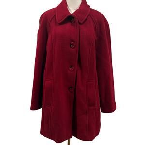 East 5th Wool Blend Red Burgundy Coat Women Petite XL Button Front Fall Winter